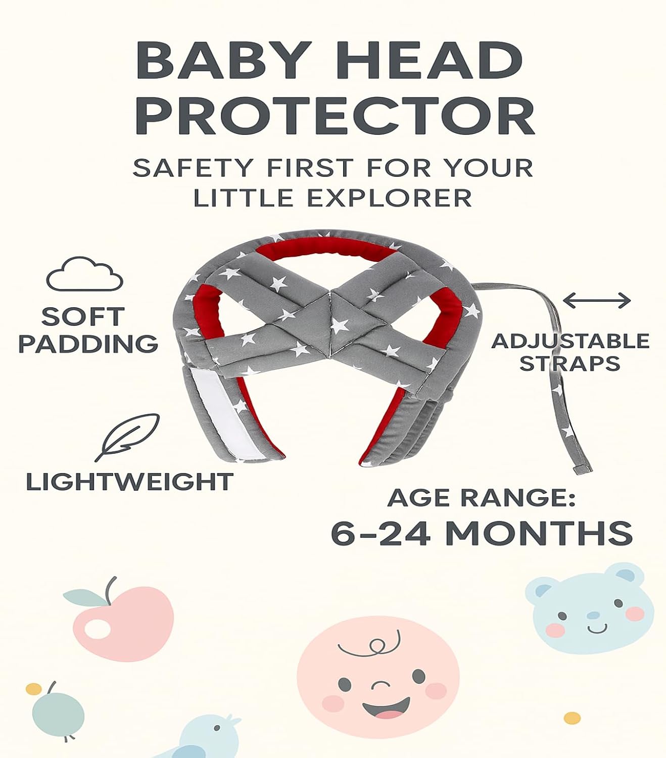 Baby Safety Helmet with Knee Pads Adjustable Infant Head Protector & Knee Guard for Crawling and Walking Soft Lightweight Breathable Child (Blue with Knee Pad)