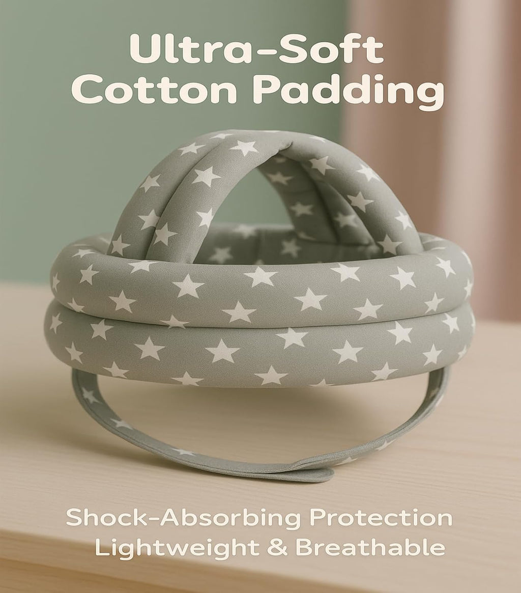 Baby Safety Helmet with Knee Pads Adjustable Infant Head Protector & Knee Guard for Crawling and Walking Soft Lightweight Breathable Child (Blue with Knee Pad)