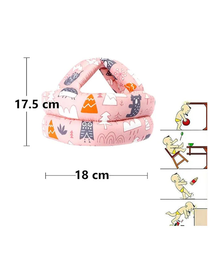 Baby Infant Toddler Helmet No Bump Safety Head Cushion Bumper Bonnet Adjustable Protective Multi Printed Cap Child Safety Headguard for Running Walking Crawling Safety Helmet (Pink)