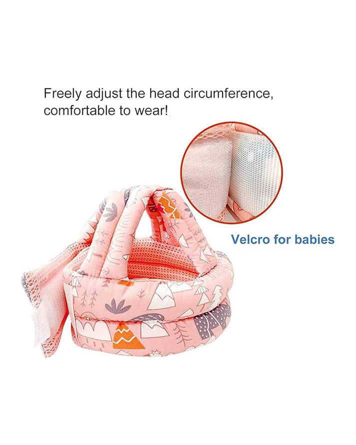 Baby Infant Toddler Helmet No Bump Safety Head Cushion Bumper Bonnet Adjustable Protective Multi Printed Cap Child Safety Headguard for Running Walking Crawling Safety Helmet (Pink)