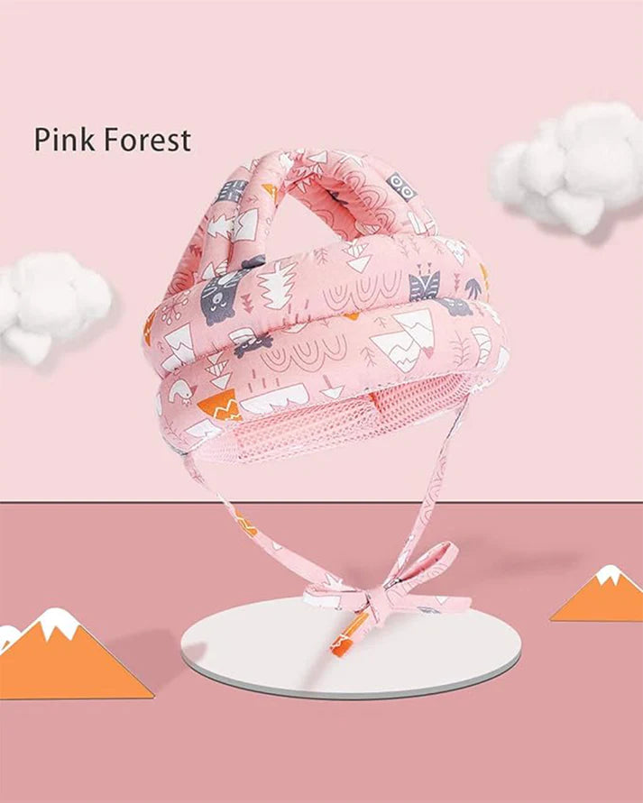 Baby Infant Toddler Helmet No Bump Safety Head Cushion Bumper Bonnet Adjustable Protective Multi Printed Cap Child Safety Headguard for Running Walking Crawling Safety Helmet (Pink)