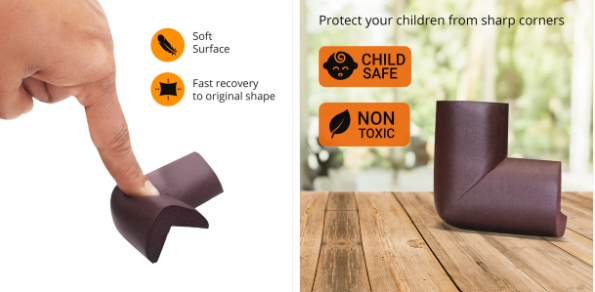 Corner Guards (10 Pack) – Pre-Taped Baby Safety Protectors for Furniture Edges – Brown