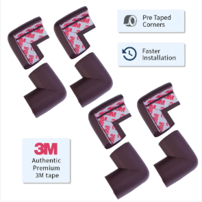 Baby Proofing Edge Guard (16.4 ft) + 8 Pre-Taped Corner Guards – Soft Furniture Safety Cushion Set – Brown