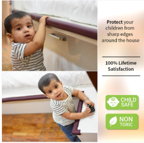 Baby Proofing Edge Guard (16.4 ft) + 8 Pre-Taped Corner Guards – Soft Furniture Safety Cushion Set – Brown