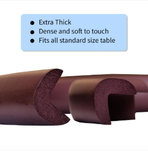 Baby Proofing Edge Guard (16.4 ft) + 8 Pre-Taped Corner Guards – Soft Furniture Safety Cushion Set – Brown
