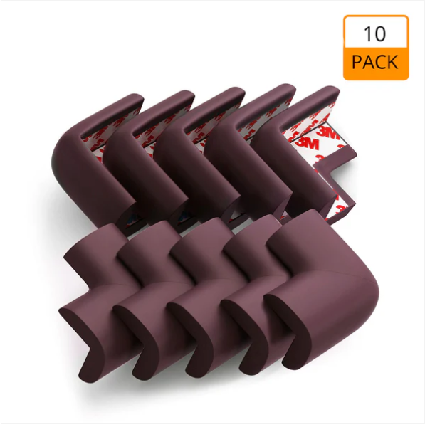 Corner Guards (10 Pack) – Pre-Taped Baby Safety Protectors for Furniture Edges – Brown