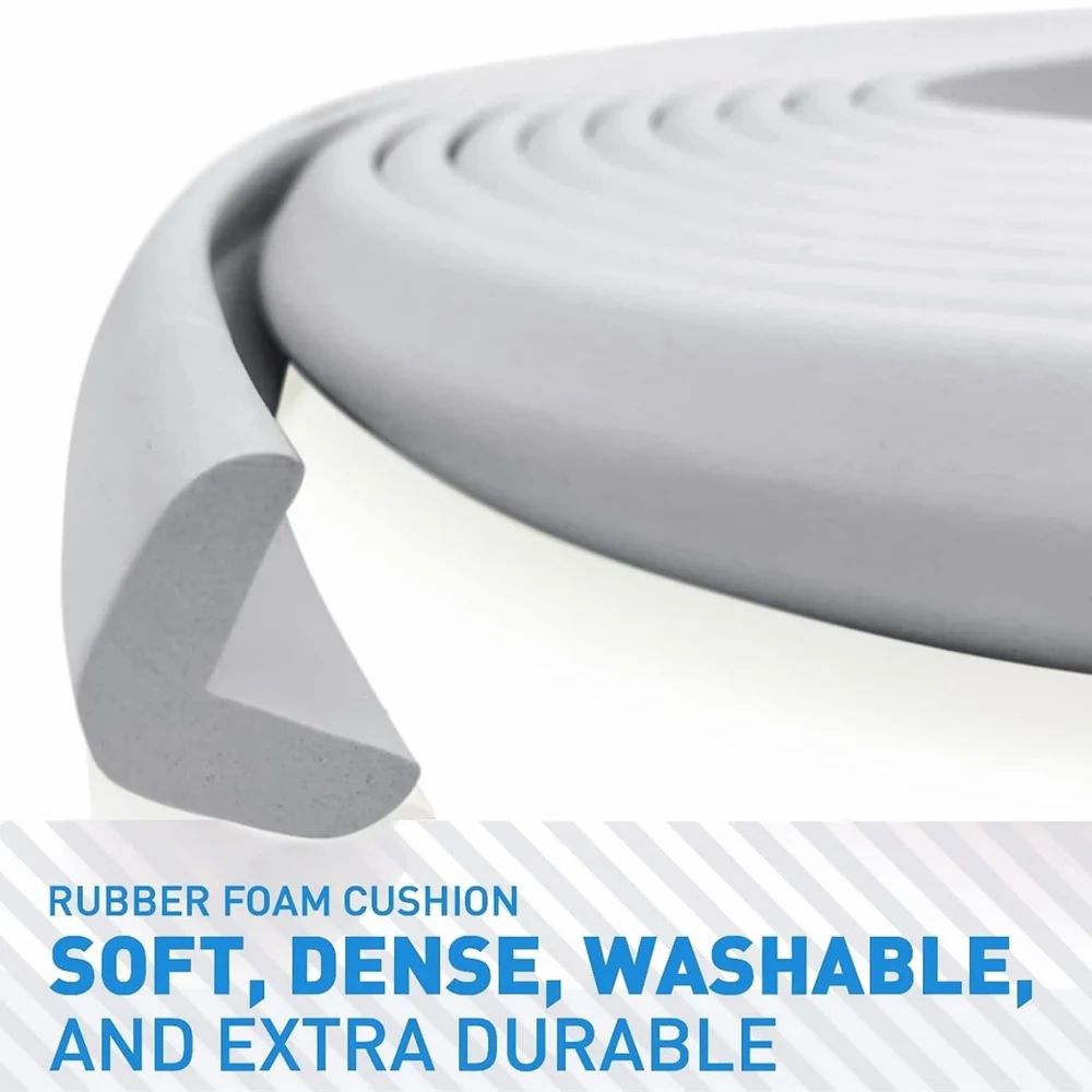 Baby Proofing Edge Guard Tape (16.4 ft) + (8 Pre-Taped Corner Guards) +(6 × Safety Furniture Locks)+( 4 × Safety Plug Covers )+(2 × Child-Safe Baby Guard Door Stopper) -Soft Furniture Safety Cushion Set – Brown